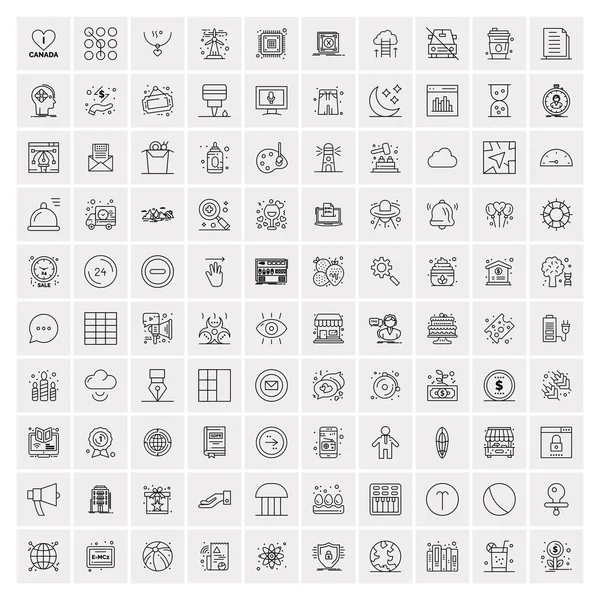 Универсальный набор 100 бизнес-иконок для Интернета и мобильных устройств — стоковый вектор