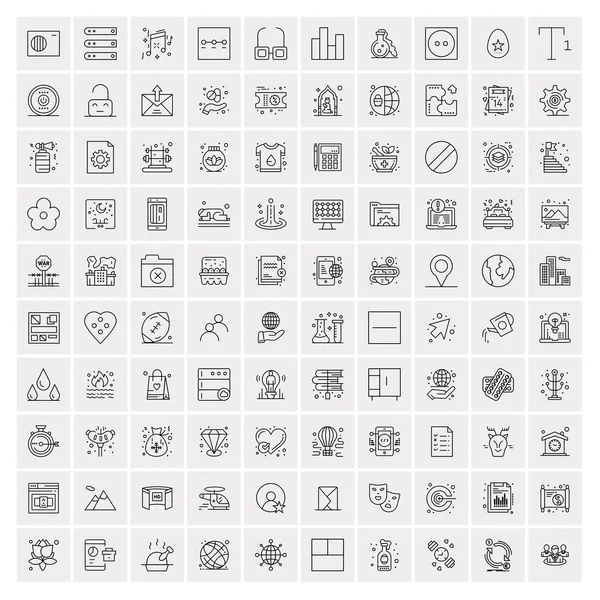 Conjunto de 100 iconos creativos de la línea de negocio — Vector de stock