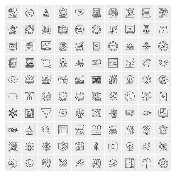 Mobil ve Web için 100 Evrensel Modern İnce Satır Simgesi. — Stok Vektör
