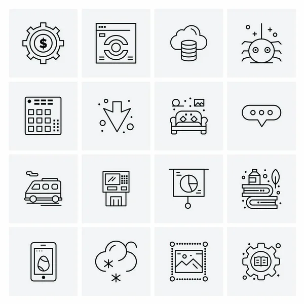 Set of 16 Universal Business Icons Vector — Stockový vektor
