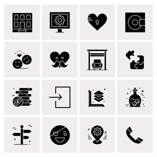 Conjunto de 16 iconos de negocio universales Vector — Vector de stock