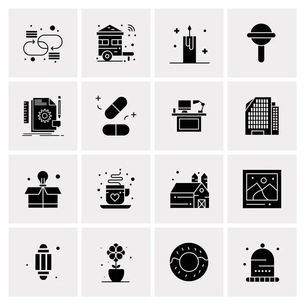 Set of 16 Universal Icons Business Vector — 스톡 벡터