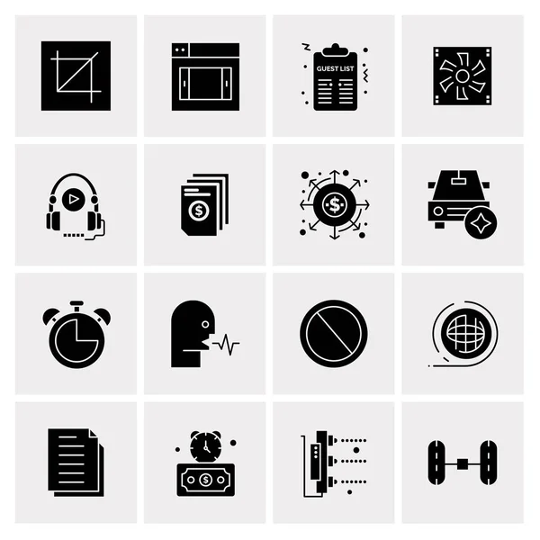 Set of 16 Universal Icons Business Vector — 스톡 벡터