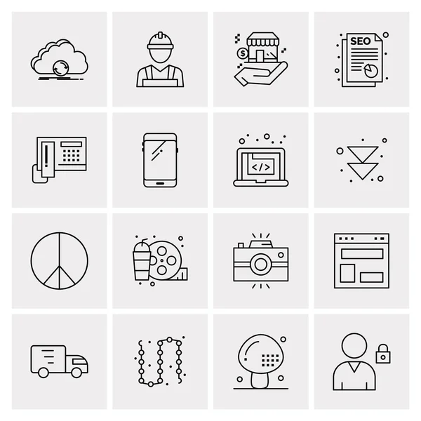 Set of 16 Universal Business Icons Vector — Stock Vector