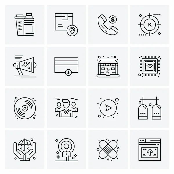 Set of 16 Universal Business Icons Vector — 스톡 벡터