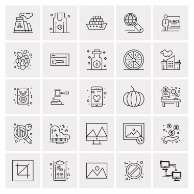 25 Evrensel İş Simgesi Vektörü Kümesi