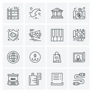 16 Evrensel İş Simgesi Vektörü