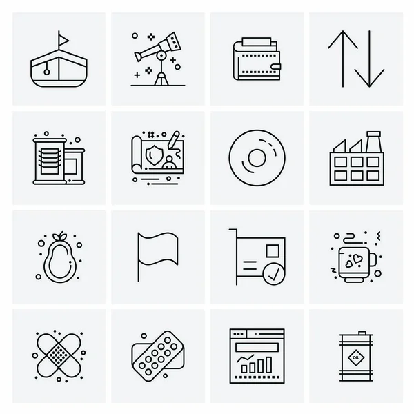 Conjunto de 16 Universal Business Icons Vector — Vetor de Stock