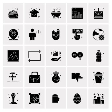 25 Evrensel İş Simgeleri Vektörü. Web ve Mobil İlişkili projelerde kullanılacak yaratıcı Simge İllüstrasyonu.