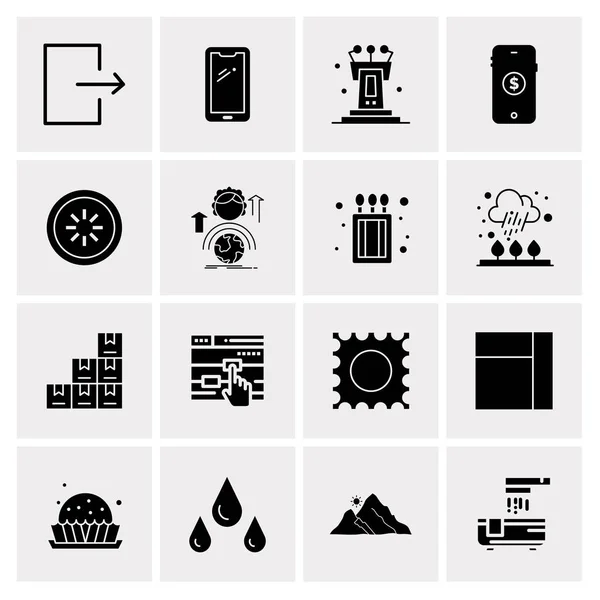 Set of 16 Universal Icons Business Vector — 스톡 벡터