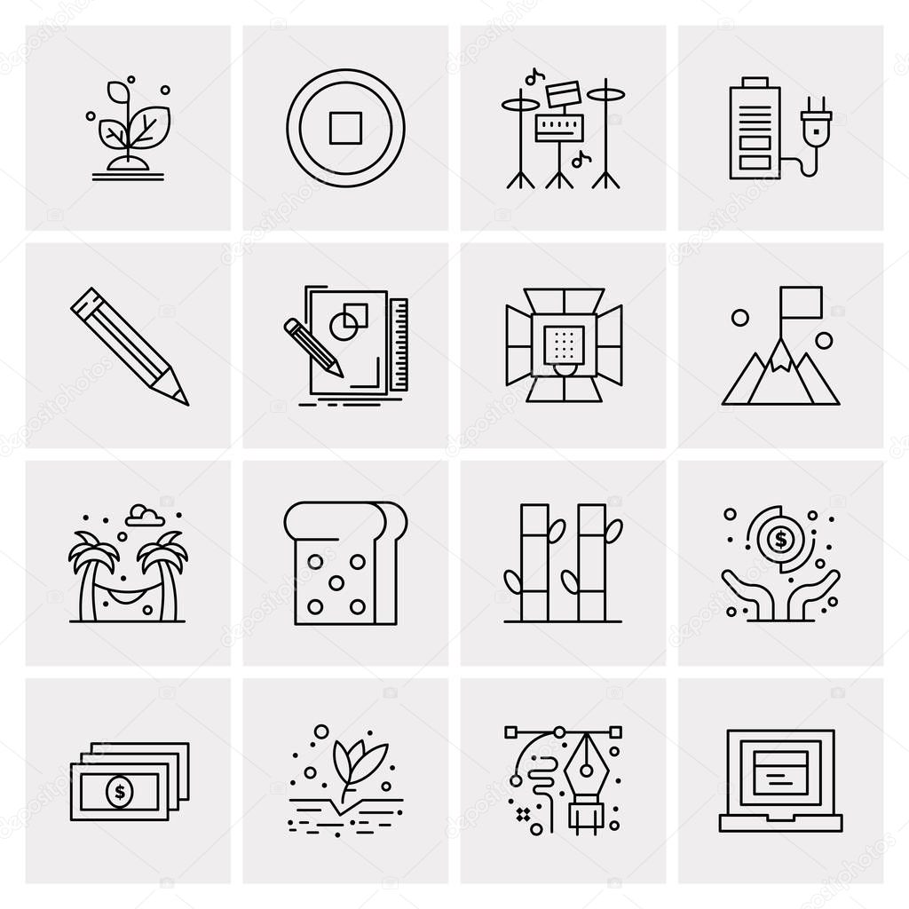 Set of 16 Universal Business Icons Vector