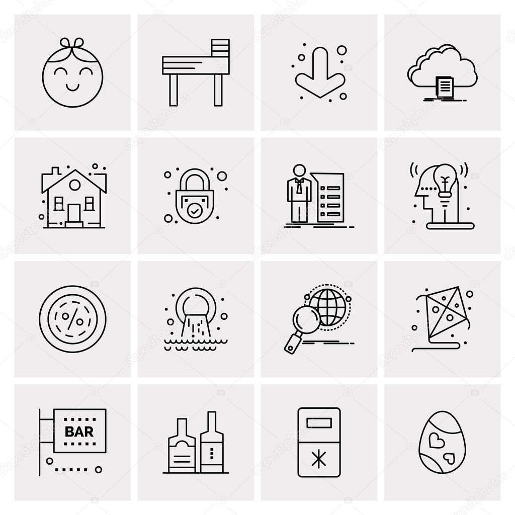 Set of 16 Universal Icons Business Vector
