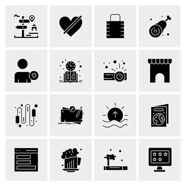 Set of 16 Universal Business Icons Vector — Stockový vektor