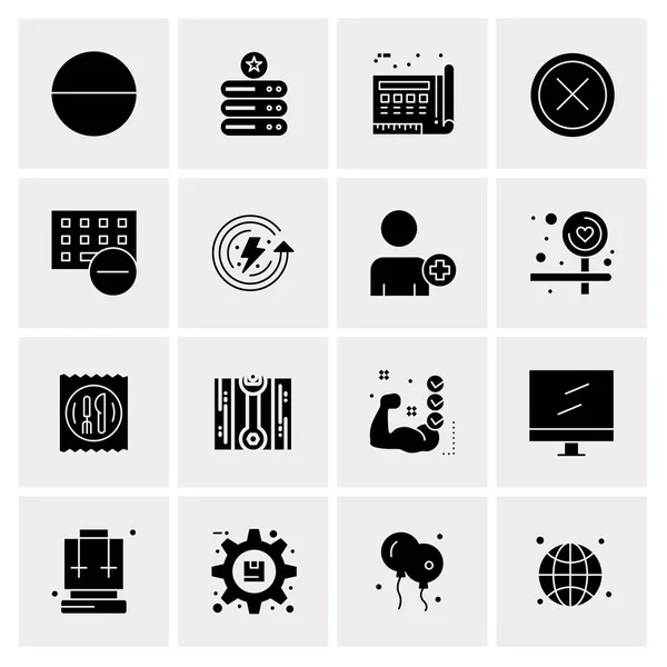 Set of 16 Universal Business Icons Vector — Stock Vector