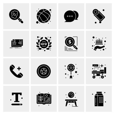 16 Evrensel İş Simgeleri Vektörü. Web ve Mobil İlişkili projelerde kullanılacak yaratıcı Simge İllüstrasyonu.