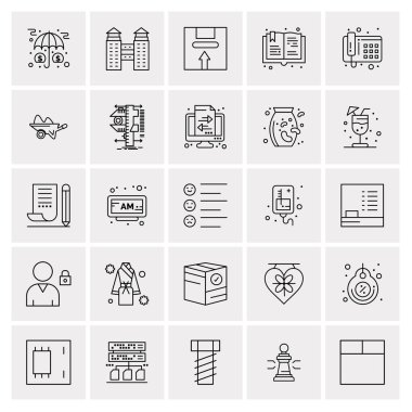 25 Evrensel İş Simgesi Vektörü Kümesi