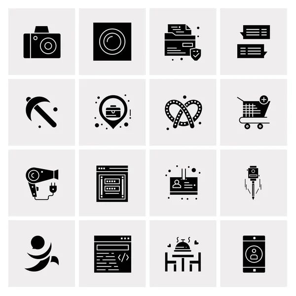 Set of 16 Universal Business Icons Vector — 스톡 벡터