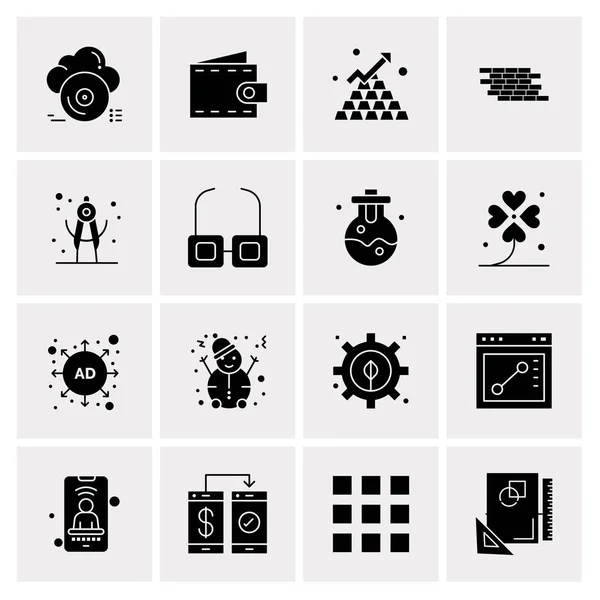 Set of 16 Universal Icons Business Vector — 스톡 벡터