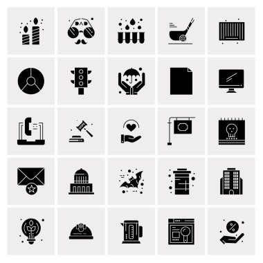 25 Evrensel İş Simgeleri Vektörü. Web ve Mobil İlişkili projelerde kullanılacak yaratıcı Simge İllüstrasyonu.