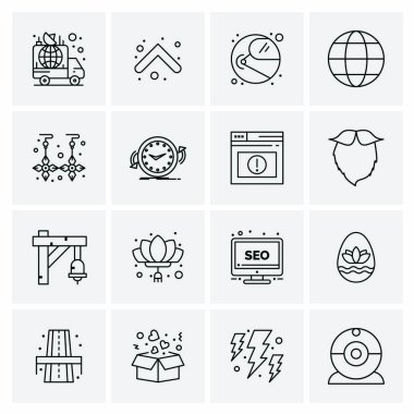 16 Evrensel İş Simgeleri Vektörü. Web ve Mobil İlişkili projelerde kullanılacak yaratıcı Simge İllüstrasyonu.
