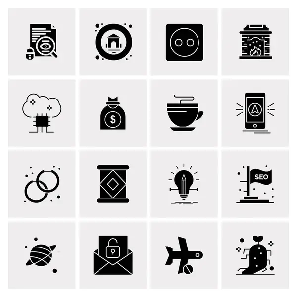 Set of 16 Universal Business Icons Vector — Stockový vektor