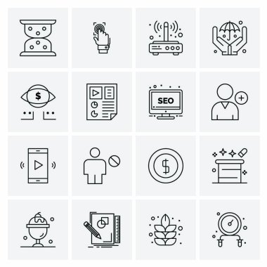 16 Evrensel İş Simgesi Vektörü