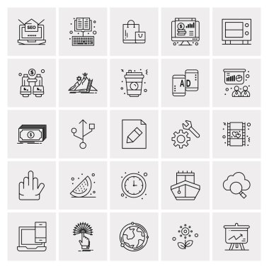 25 Evrensel İş Simgesi Vektörü Kümesi