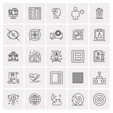 25 Evrensel İş Simgesi Vektörü Kümesi