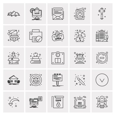 25 Evrensel İş Simgesi Vektörü Kümesi