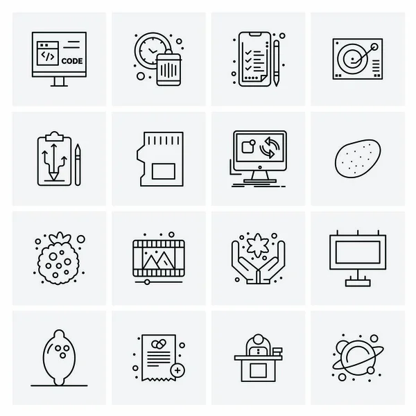 Set di 16 icone aziendali universali vettoriale — Vettoriale Stock