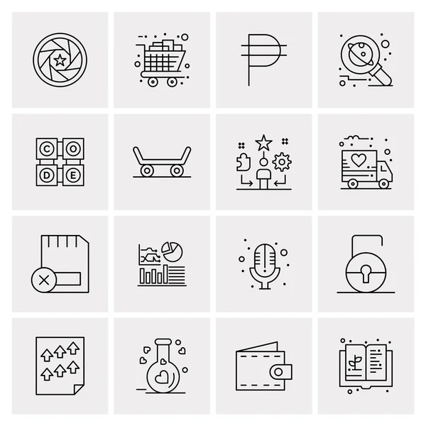 Conjunto de 16 iconos universales Vector de negocios — Vector de stock