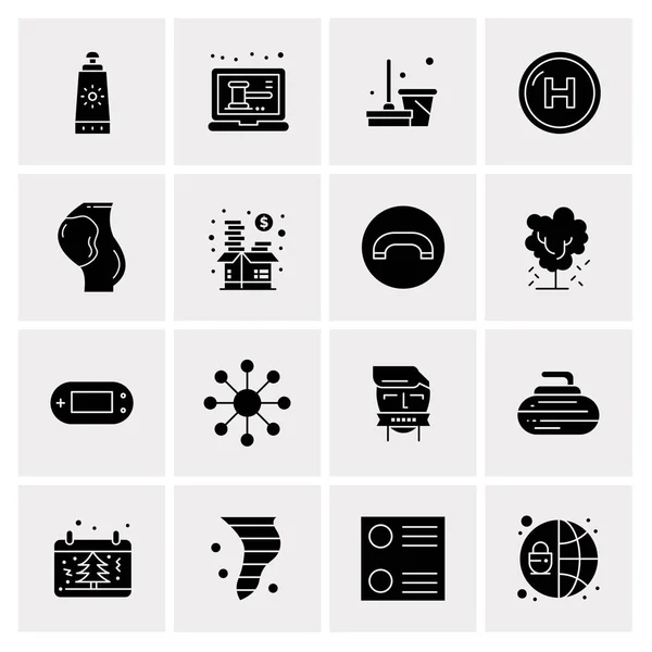 Set of 16 Universal Business Icons Vector — Stock Vector