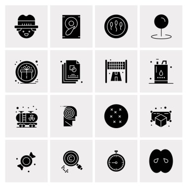 16 Evrensel İş Simgeleri Vektörü. Web ve Mobil İlişkili projelerde kullanılacak yaratıcı Simge İllüstrasyonu.