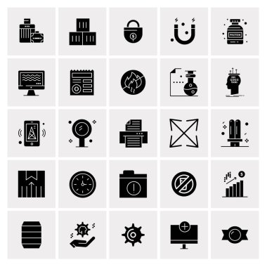 25 Evrensel İş Simgeleri Vektörü. Web ve Mobil İlişkili projelerde kullanılacak yaratıcı Simge İllüstrasyonu.