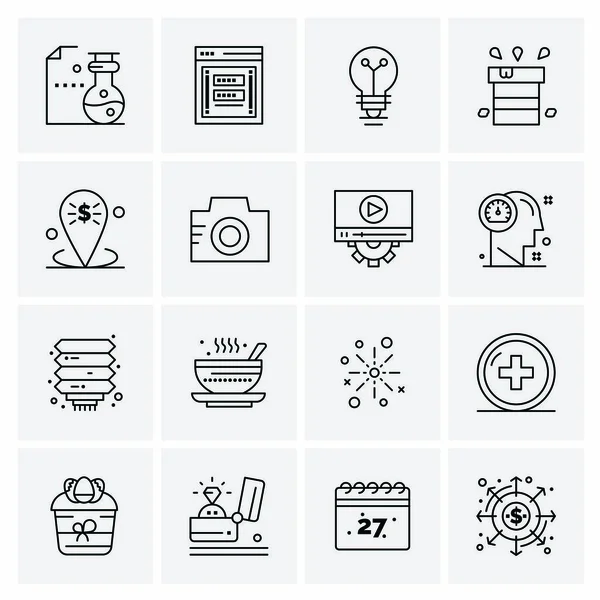 Conjunto de 16 Universal Business Icons Vector — Vetor de Stock