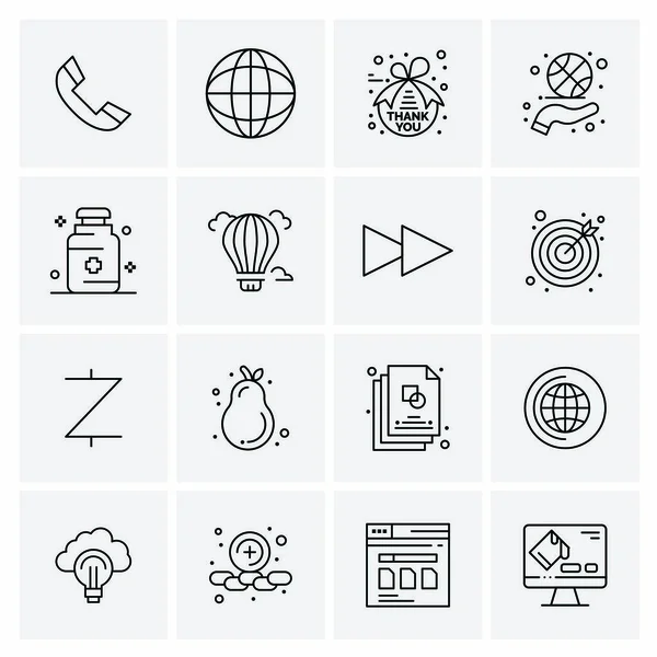 Conjunto de 16 Universal Business Icons Vector — Vetor de Stock