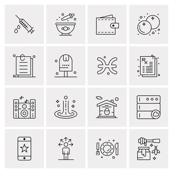 Комплект из 16 векторов универсальных бизнес-иконок — стоковый вектор