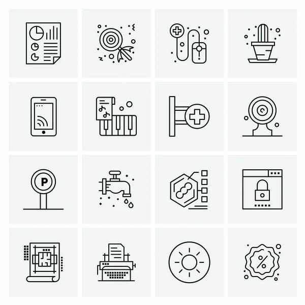 Set of 16 Universal Icons Business Vector — 스톡 벡터