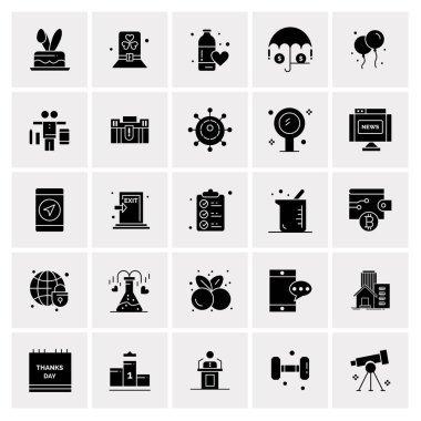 25 Evrensel İş Simgeleri Vektörü. Web ve Mobil İlişkili projelerde kullanılacak yaratıcı Simge İllüstrasyonu.