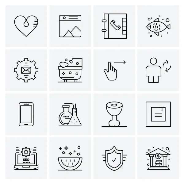 Set of 16 Universal Business Icons Vector — Stock Vector