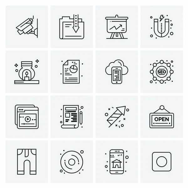 Set of 16 Universal Icons Business Vector — 스톡 벡터