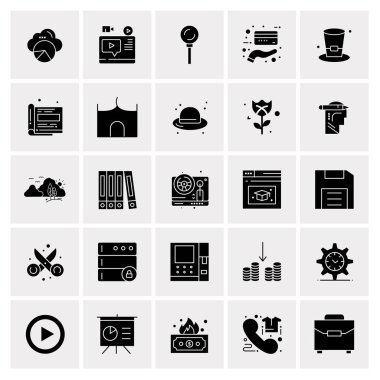 25 Evrensel İş Simgeleri Vektörü. Web ve Mobil İlişkili projelerde kullanılacak yaratıcı Simge İllüstrasyonu.