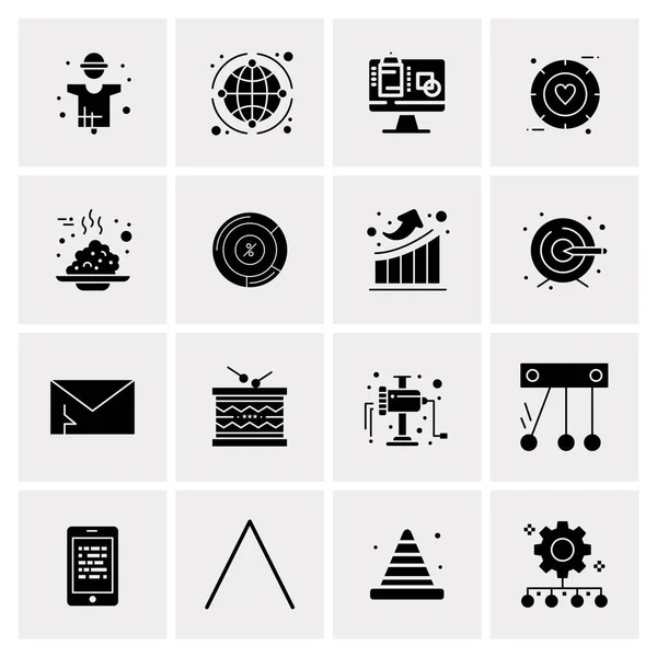 Set of 16 Universal Business Icons Vector — Stock Vector