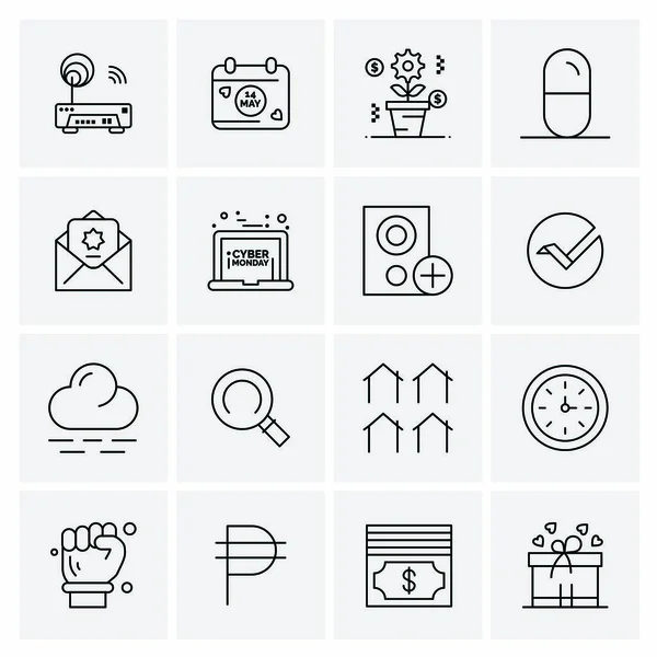 Conjunto de 16 Universal Business Icons Vector — Vetor de Stock