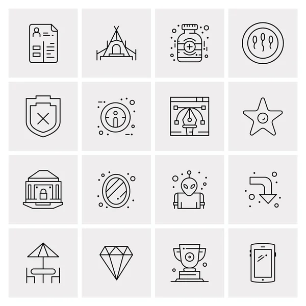 Set of 16 Universal Business Icons Vector — Stock Vector