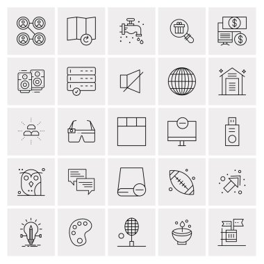 25 Evrensel İş Simgesi Vektörü Kümesi