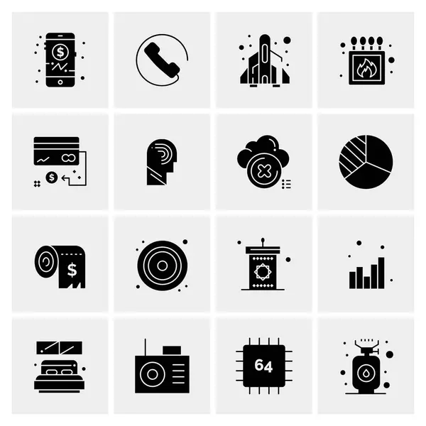 Set of 16 Universal Icons Business Vector — 스톡 벡터