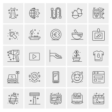 Evrensel yaratıcı simgeler kümesi, web ve mobil uygulamalar ve projeler için basit vektör illüstrasyonları 