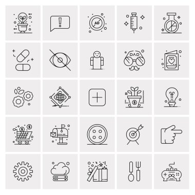 Evrensel yaratıcı simgeler kümesi, web ve mobil uygulamalar ve projeler için basit vektör illüstrasyonları 