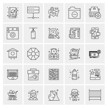 Evrensel yaratıcı simgeler kümesi, web ve mobil uygulamalar ve projeler için basit vektör illüstrasyonları 